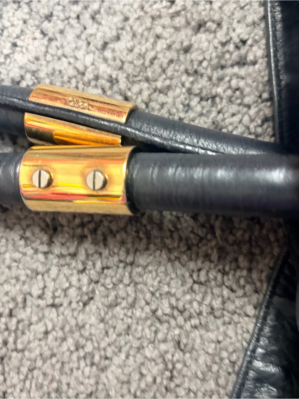 Chloé Black Leather Tote with Gold Accents - Picture 5 of 16